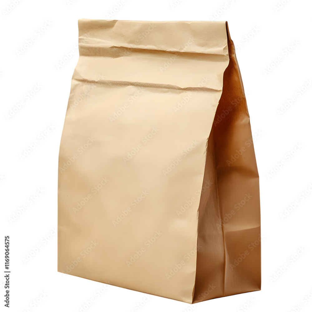 Obraz premium Brown paper shopping bag isolated on transparent background paper bag png