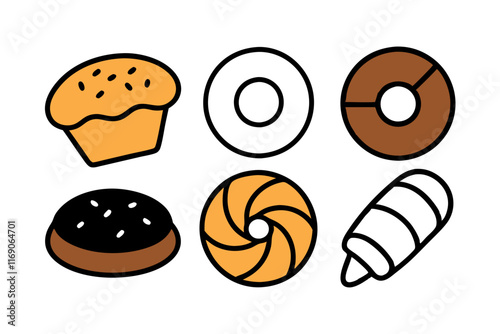 set of kinds of sweets and bread
