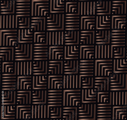 Seamless mocha mousse metallic mosaic vector pattern design