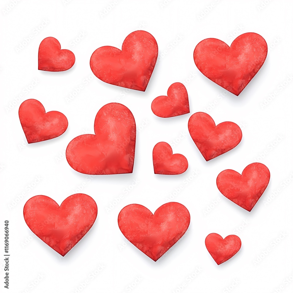 Fototapeta premium A vibrant collection of red hearts symbolizes love and affection in this digital artwork.