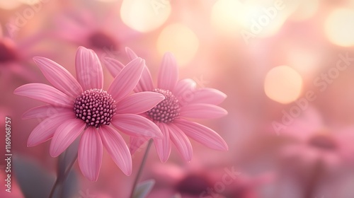 Beautiful Pink flowers on a blurred background