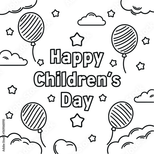 Happy children day coloring page for kids