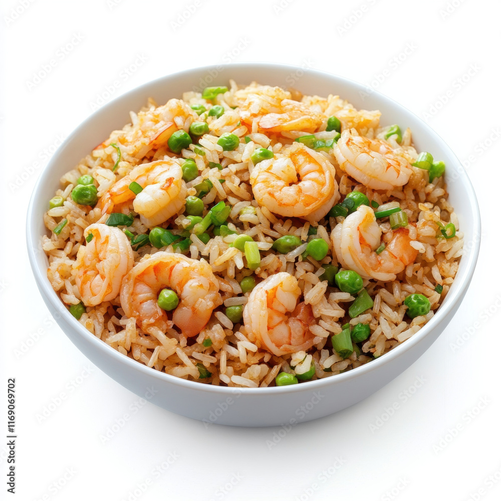 Delicious shrimp fried rice with green peas and fluffy rice, perfect for satisfying meal. Enjoy savory flavors and vibrant colors in this appetizing dish Delicious shrimp fried rice with green peas and fluffy rice, perfect for satisfying meal. Enjoy savory flavors and vibrant colors in this appetizing dish