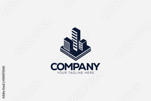 Logo design of 3d city.