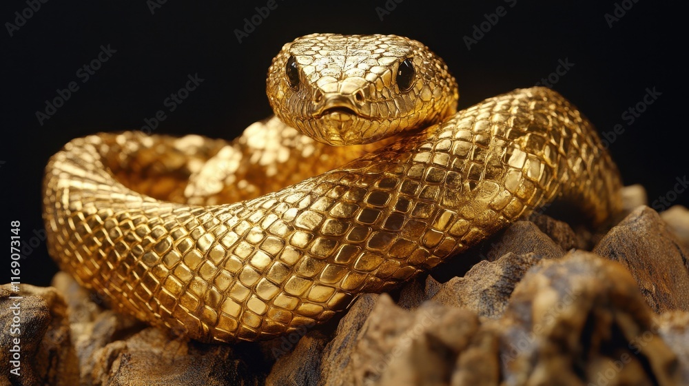 Obraz premium Golden Snake Wrapped Around a Gold Ingot