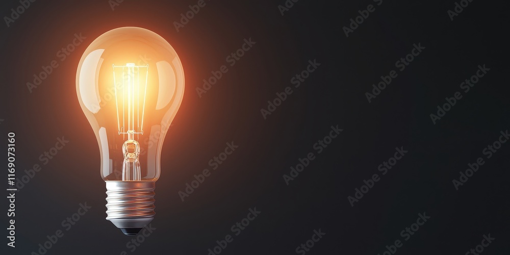 Illumination contrast directional concept. A glowing incandescent light bulb illuminating a dark background, symbolizing ideas and innovation. Illumination contrast directional concept. A glowing incandescent light bulb illuminating a dark background, symbolizing ideas and innovation.