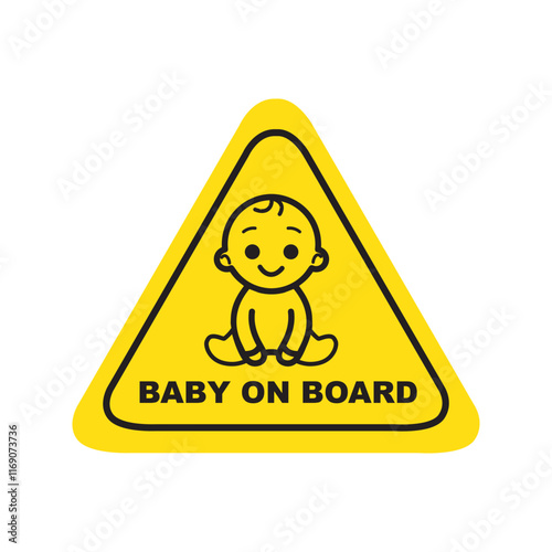 Baby on board sticker. Funny small girl and sign