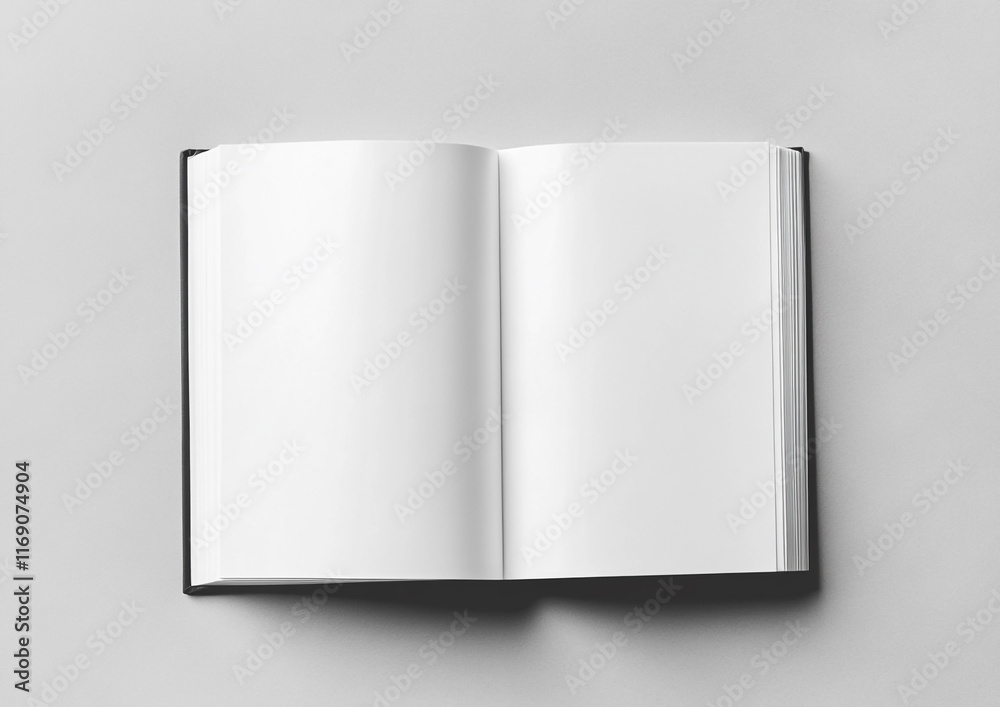 An open book mockup with a clean design and blank pages, ready for customization for book covers, layouts, or presentations An open book mockup with a clean design and blank pages, ready for customization for book covers, layouts, or presentations