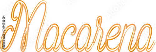 Macarena - orange gold color - name written - neon - ideal for websites, presentations, greetings, banners, cards, t-shirt, sweatshirt, prints, cricut, silhouette, sublimation , sign, styl
