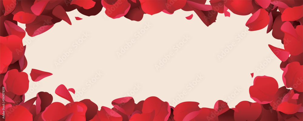 Red rose frame, template, banner, bookmark, romantic Valentine's Day, wedding decoration, congratulation card