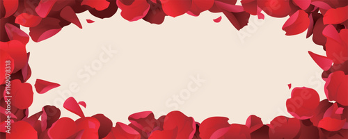Red rose frame, template, banner, bookmark, romantic Valentine's Day, wedding decoration, congratulation card