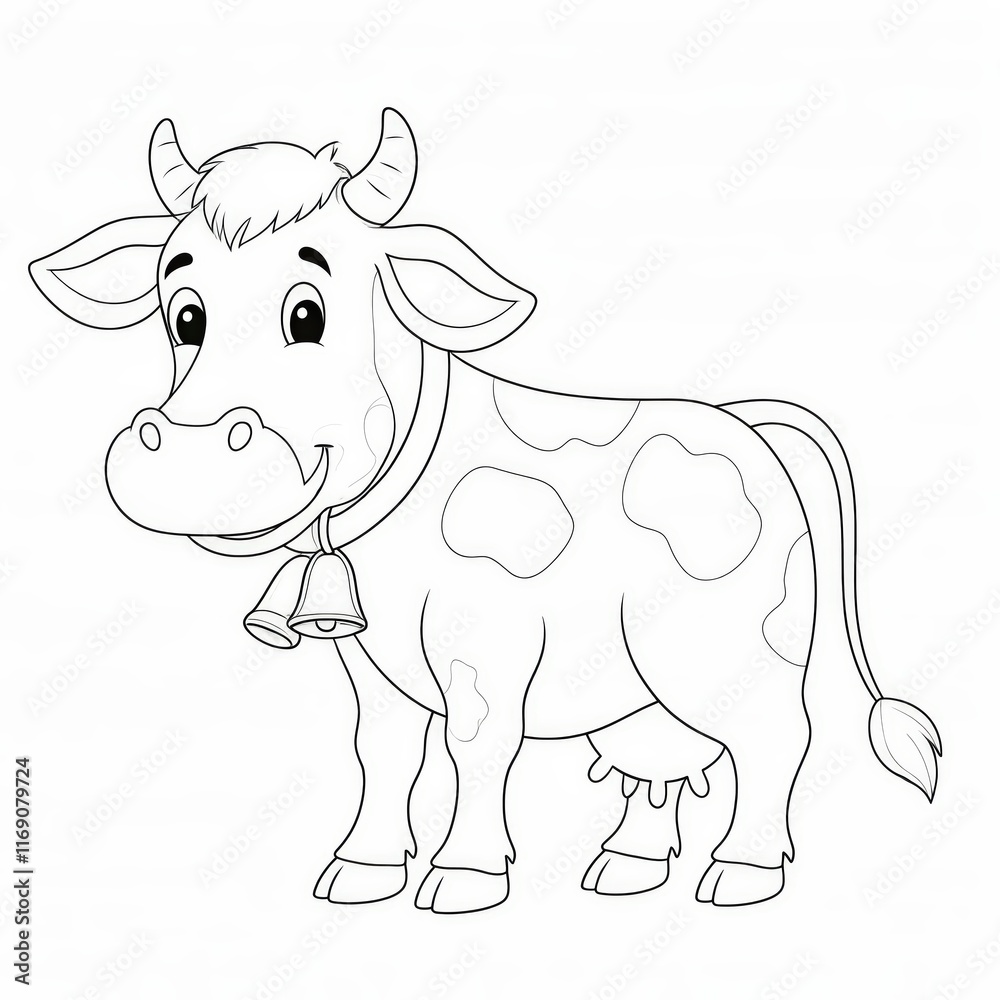 Cute Cartoon Cow Character with Friendly Smile and Cheerful Expression