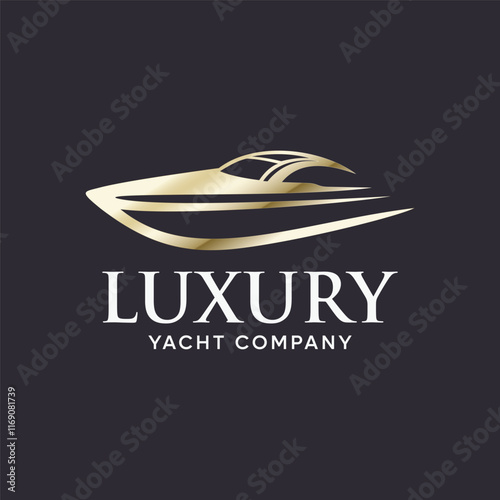 Yacht logo formed with luxurious gold color