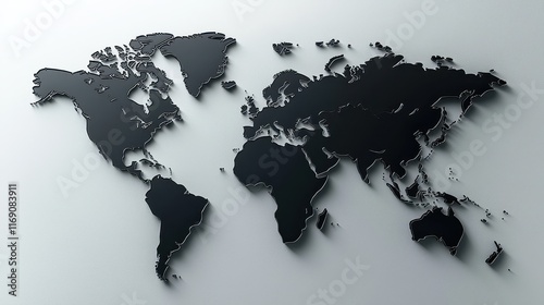 Wallpaper Mural Elegant black world map design showcasing global geography with minimalist aesthetics and clean outlines Torontodigital.ca