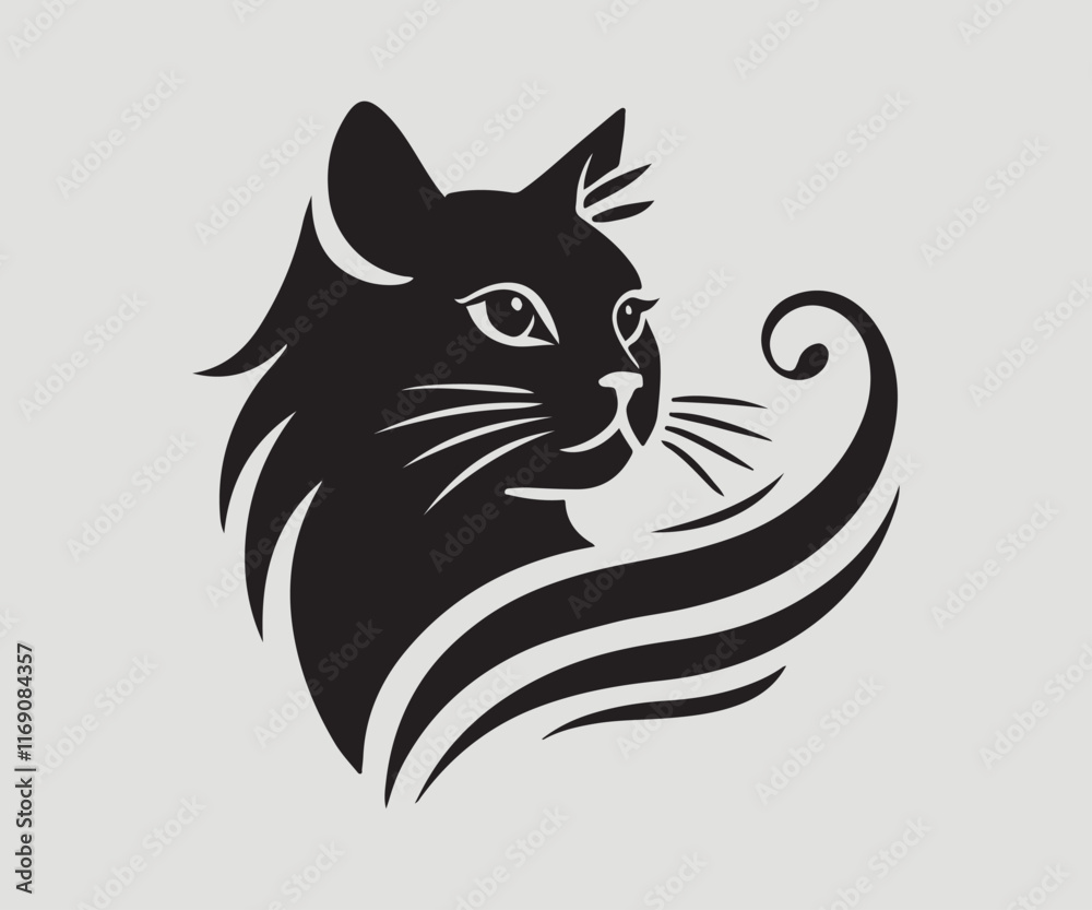 silhouette of a cat in black and white silhouette of a cat in black and white