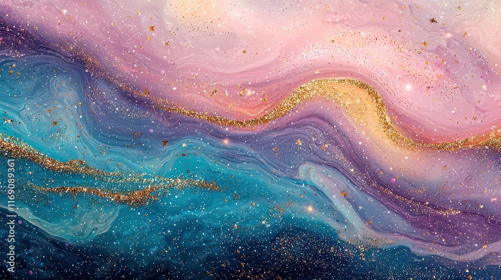 Obraz premium Enchanting blend of holographic colors in swirling patterns with vivid pinks and blues