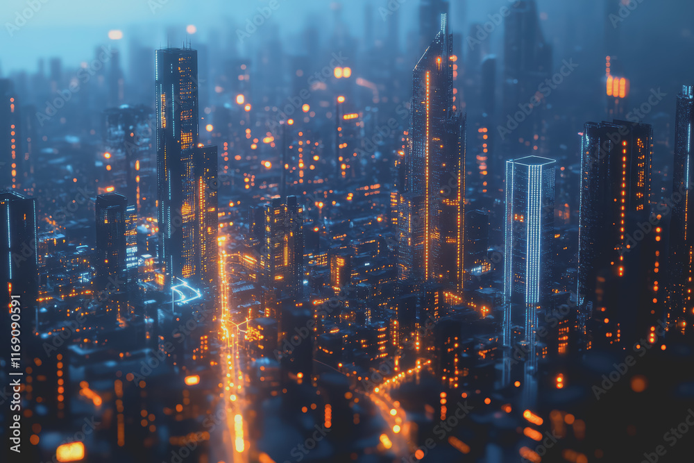 A modern city with a wireless network connection concept and cityscape. Technology concept. A modern city with a wireless network connection concept and cityscape. Technology concept.