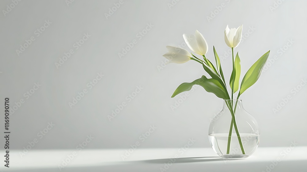 Serene White Tulips in a Glass Vase Serene White Tulips in a Glass Vase