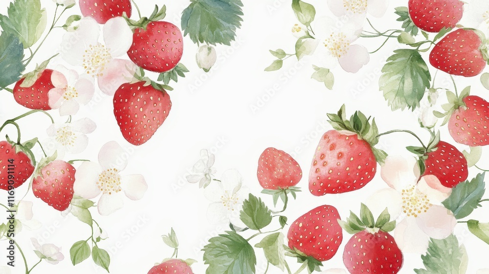 Watercolor seamless pattern with Strawberries fruits on cream background. Cute hand drawn groovy fruit design for fabric prints. Watercolor seamless pattern with Strawberries fruits on cream background. Cute hand drawn groovy fruit design for fabric prints.