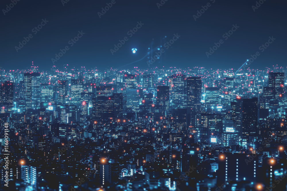 A modern city with a wireless network connection concept and cityscape. Technology concept. A modern city with a wireless network connection concept and cityscape. Technology concept.