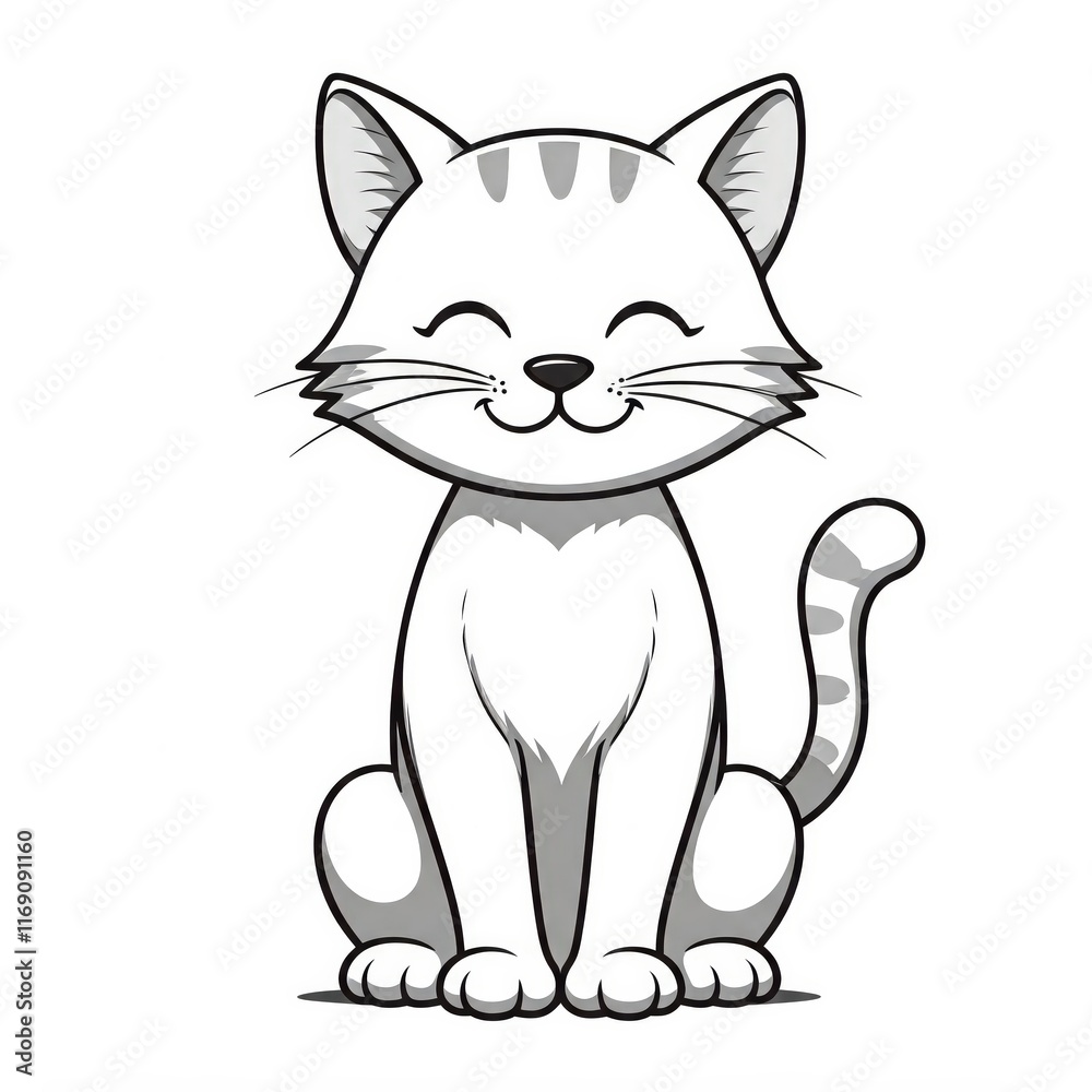 Obraz premium Cute Cartoon Cat with Happy Expression and Playful Pose