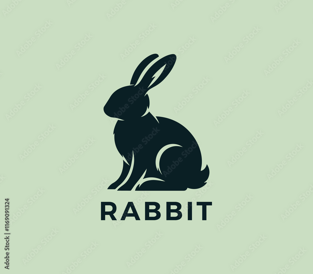 Fototapeta premium Rabbit logo design. Rabbit silhouettes logo. Easter bunnies logo. Modern rabbit logo template vector