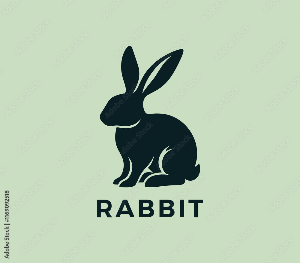 Fototapeta premium Rabbit logo design. Rabbit silhouettes logo. Easter bunnies logo. Modern rabbit logo template vector