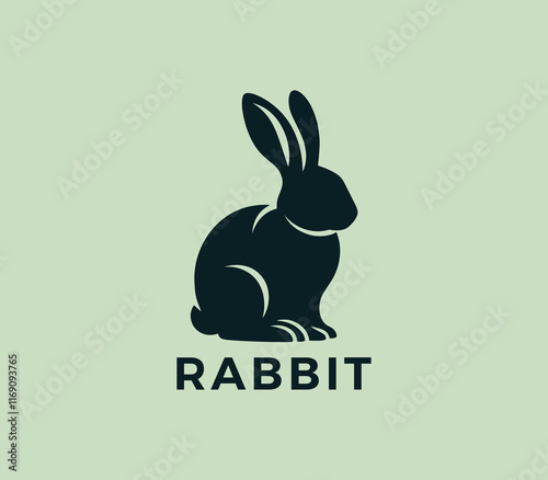 Rabbit logo design. Rabbit silhouettes logo. Easter bunnies logo. Modern rabbit logo template vector