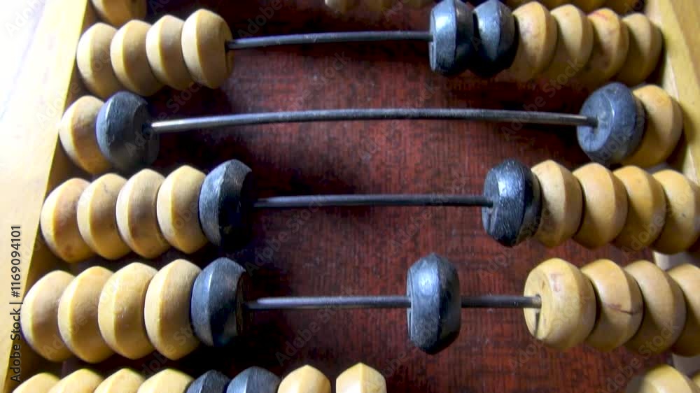 Old wooden abacus close up