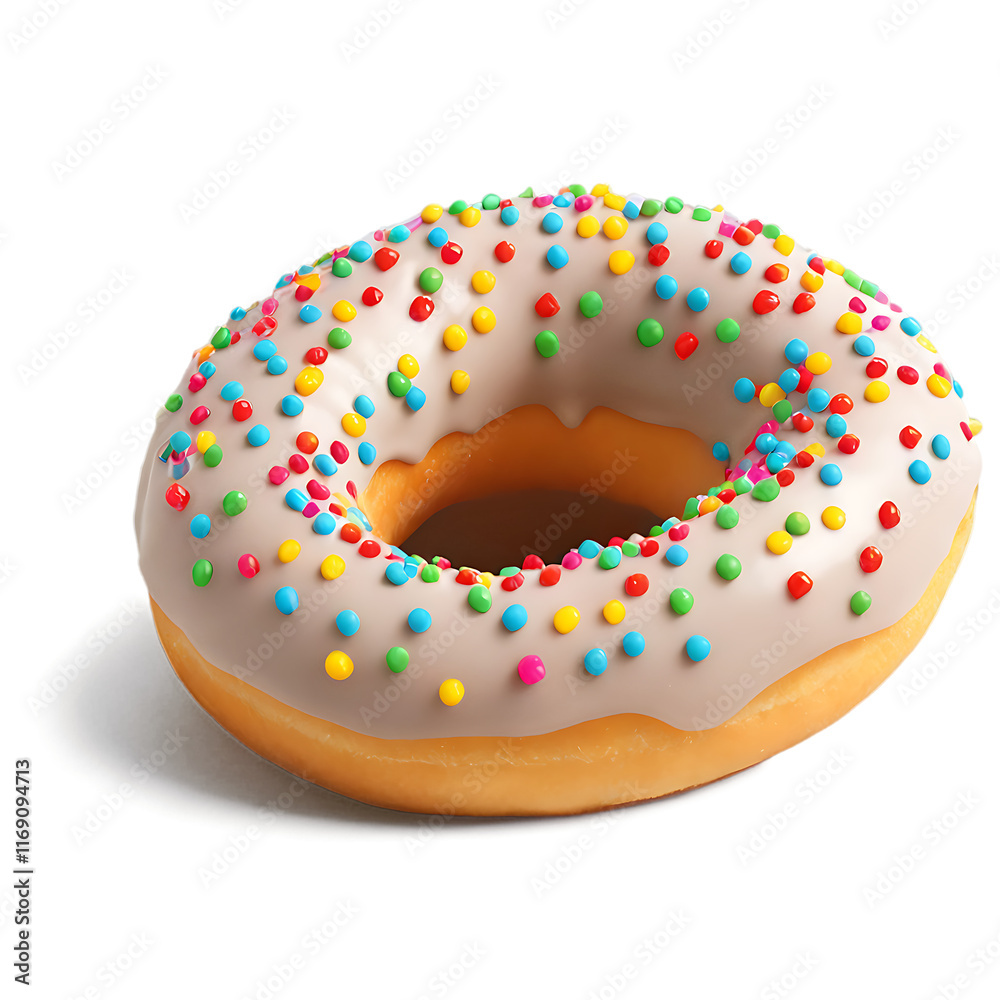 Colorful Donut with Sprinkles Isolated on Transparent Background Colorful Donut with Sprinkles Isolated on Transparent Background