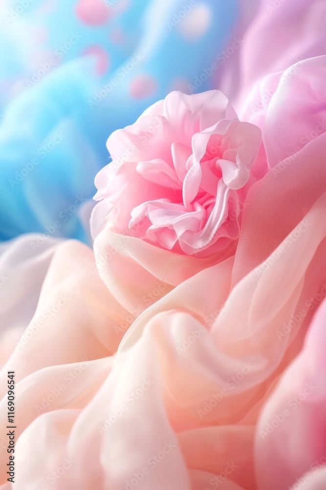 Obraz premium Delicate Pink Fabric with a Floral Design