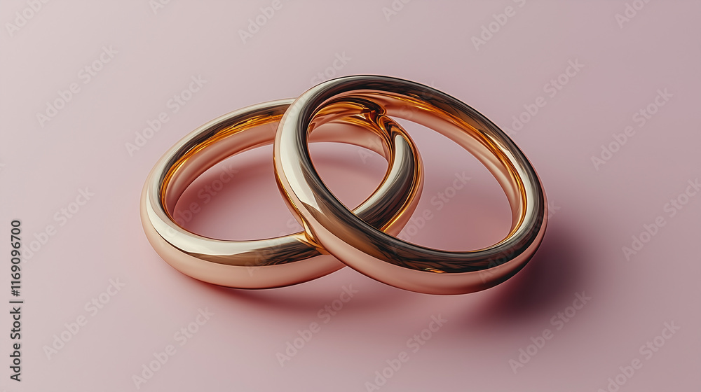A pastel pink background with two gold rings intertwined, leaving the center clear for a heartfelt message. with copy space for text A pastel pink background with two gold rings intertwined, leaving the center clear for a heartfelt message. with copy space for text