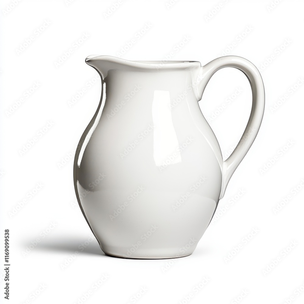 Elegant White Ceramic Pitcher on a Neutral Background Elegant White Ceramic Pitcher on a Neutral Background