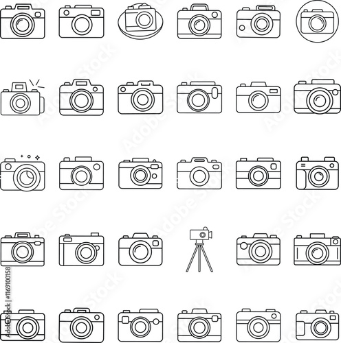 Collection of Vintage Camera Icons Photography, Retro, Images, Pictures