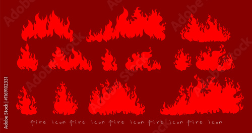 Set of fires, flame, bonfire, burning and ignition icon sign and symbol element vector illustration. Fire icons isolated.