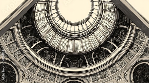 Ornate Circular Glass Dome Architectural Design