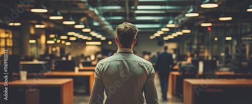 Wallpaper Mural Man walking through a modern office space. Torontodigital.ca