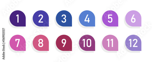 Number bullet point design element set. List numbers for infographics - simple colorful modern graphic design.