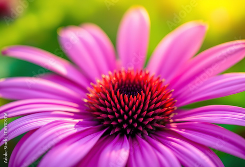 Wallpaper Mural A close-up of a vibrant pink coneflower with its distinctive spiky center and soft, delicate petals against a blurred green background Torontodigital.ca