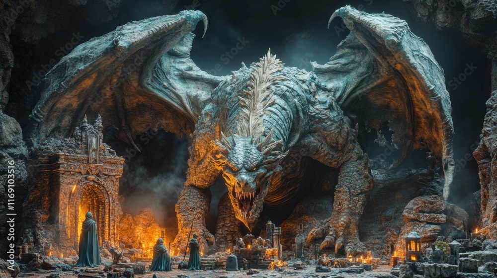 Fototapeta premium Epic Dungeon and Dragon Board Game Diorama Immersive Fantasy Adventure