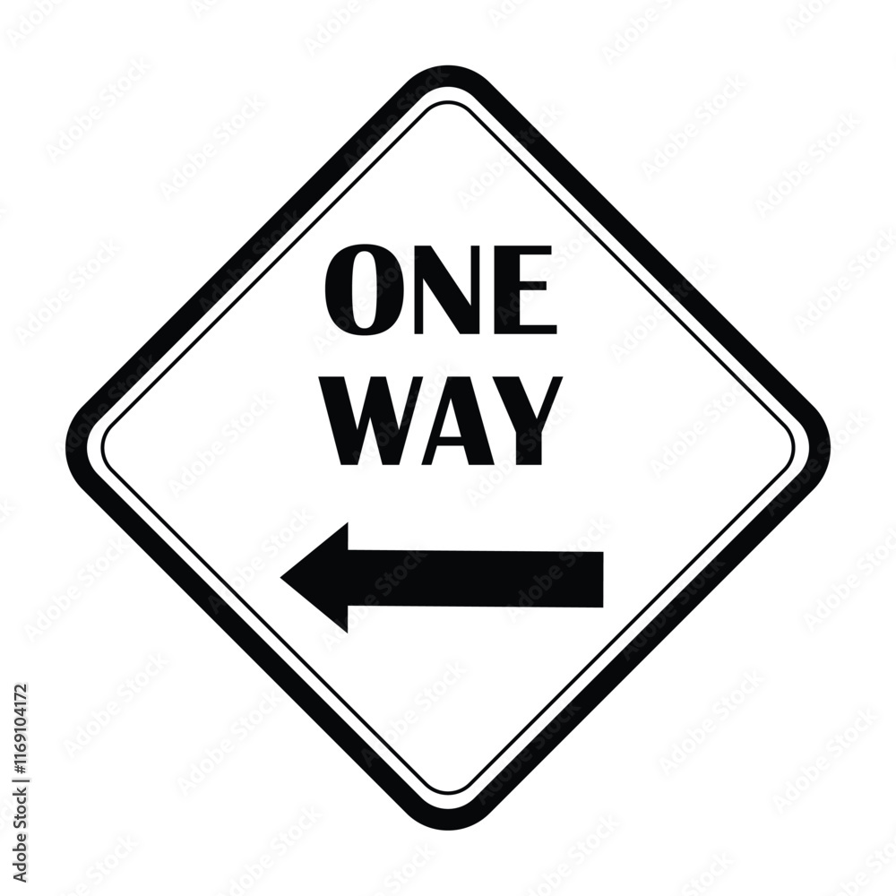 Traffic warning sign ahead of one way road, isolated on white background.road. Traffic warning sign ahead of one way road, isolated on white background.road.