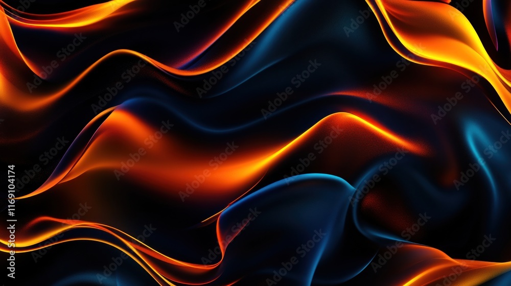 Abstract Swirling Waves of Orange and Blue Abstract Swirling Waves of Orange and Blue