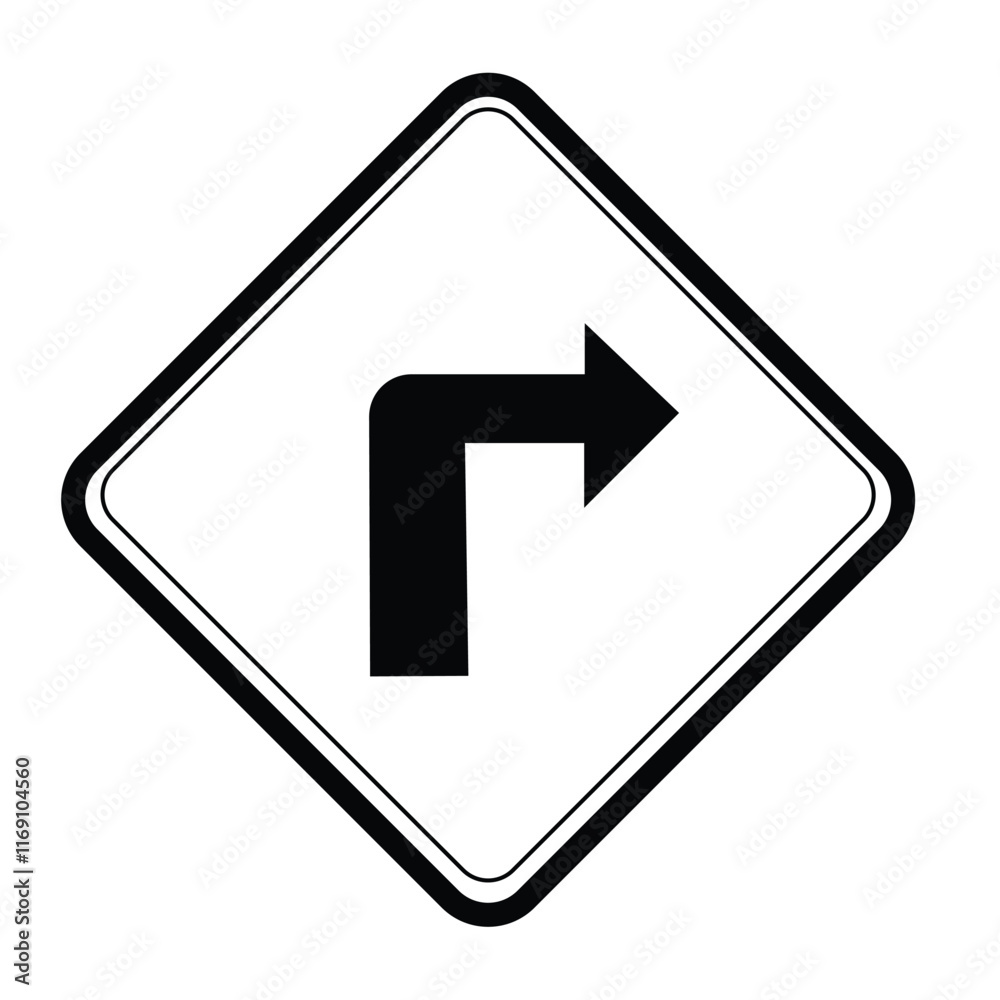 Traffic warning sign ahead sharp right turn, isolated on white background.road. Traffic warning sign ahead sharp right turn, isolated on white background.road.