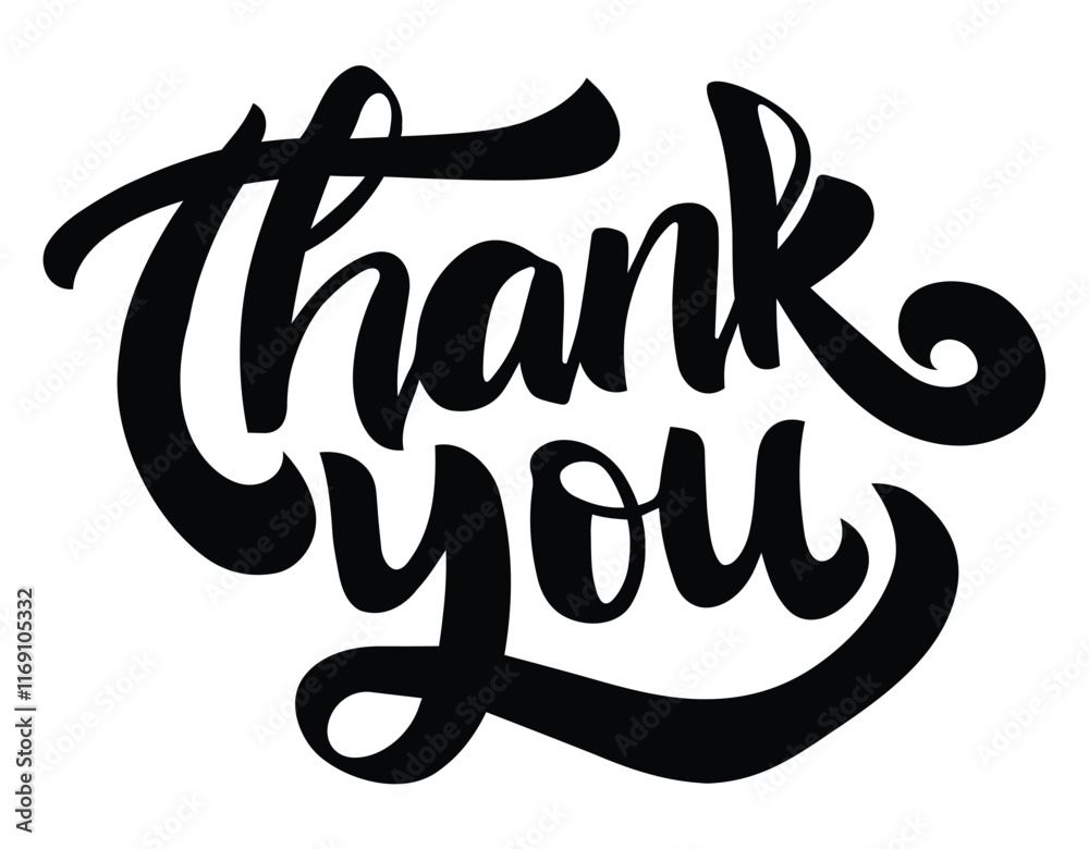 Hand-Drawn Thank You Vector Design on White Background Hand-Drawn Thank You Vector Design on White Background