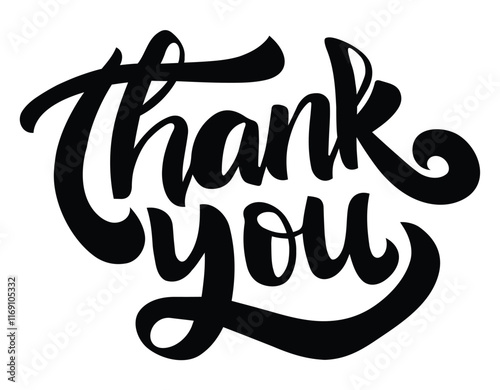 Hand-Drawn Thank You Vector Design on White Background	