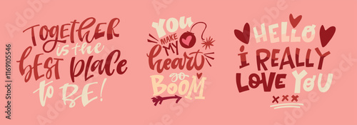 Trendy hand drawn doodle lettering quote about love and Valentine's day. Lettering for t-shirt design, mug print, bag print, clothes fashion. 100% hand drawn vector image.