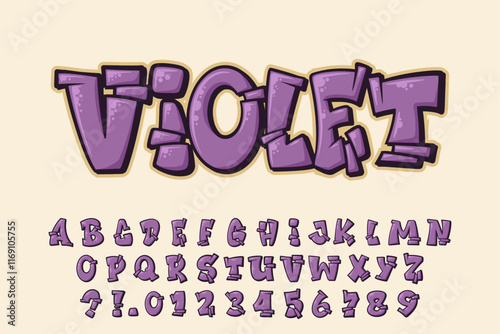 Alphabet Violet Broken Graffiti Vector Letters