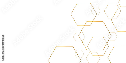 Abstract background golden hexagon stock line background. abstract artistic of geometric background Gold gradient abstract seamless vector pattern. Minimal style website banner, decoration Vector.	