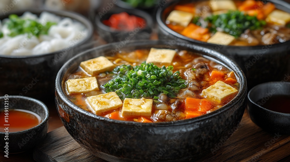 Nabe Hot Pot Tofu Mushrooms Napa Cabbage and Pork with Ponzu Sauce Nabe Hot Pot Tofu Mushrooms Napa Cabbage and Pork with Ponzu Sauce
