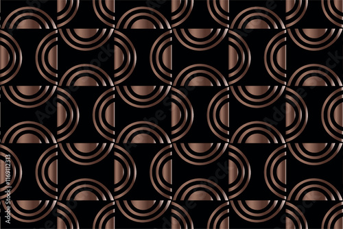 Seamless mocha mousse metallic circle geometric vector pattern